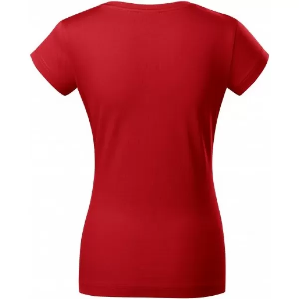  Dámske tričko MALFINI FIT V-NECK 162 ČERVENÁ 