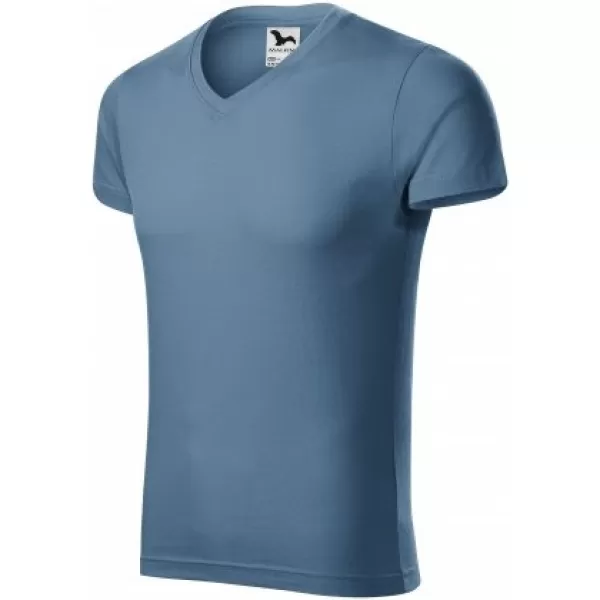 Pánske tričko MALFINI SLIM FIT V-NECK 146 DENIM 