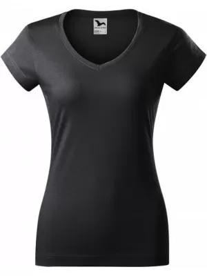 Dámske tričko MALFINI FIT V-NECK 162 EBONY GRAY