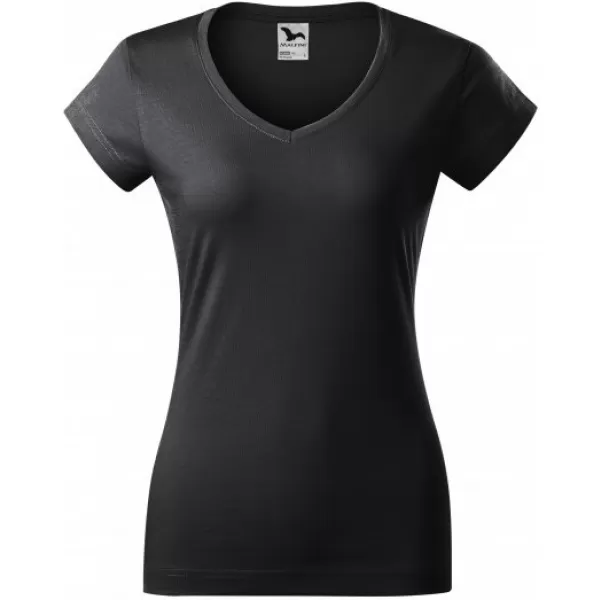  Dámske tričko MALFINI FIT V-NECK 162 EBONY GRAY 