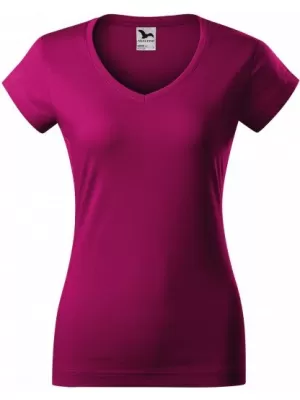 Dámske tričko MALFINI FIT V-NECK 162 FUCHSIA RED