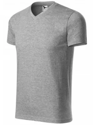 Pánske tričko MALFINI HEAVY V-NECK 111 TMAVO ŠEDÝ MELÍR