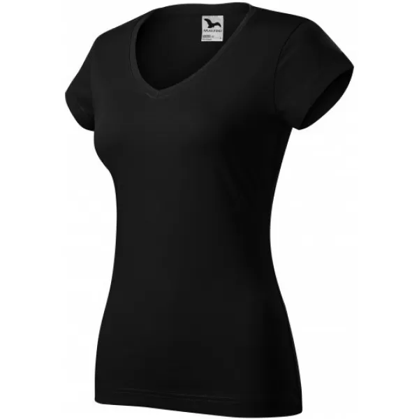  Dámske tričko MALFINI FIT V-NECK 162 ČIERNA 