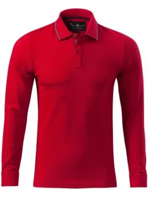 Pánske tričko s dlhým rukávom a golierom MALFINI PREMIUM CONTRAST STRIPE LS 258 FORMULA RED