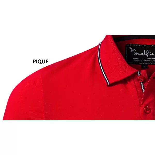  Pánske tričko s dlhým rukávom a golierom MALFINI PREMIUM CONTRAST STRIPE LS 258 FORMULA RED 