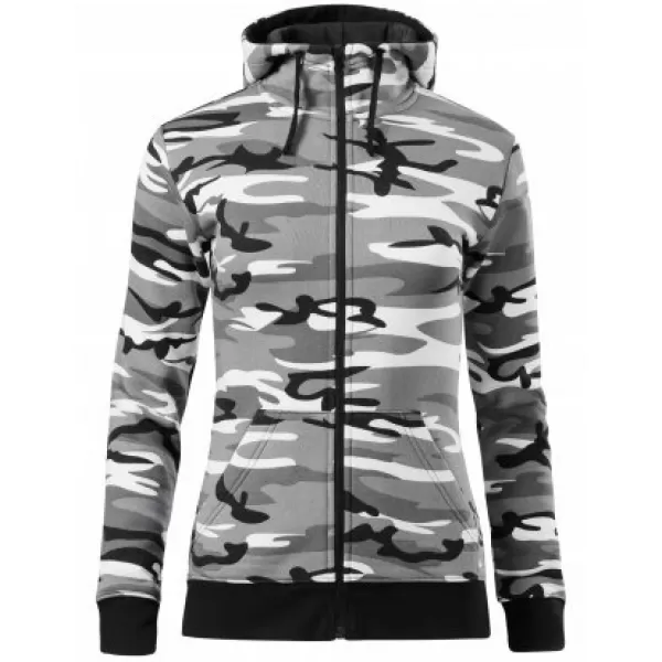  Dámska mikina MALFINI CAMO ZIPPER C20 CAMOUFLAGE GRAY 