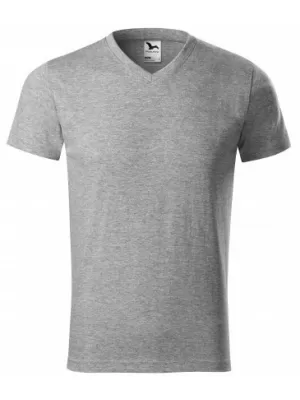 Pánske tričko MALFINI HEAVY V-NECK 111 TMAVO ŠEDÝ MELÍR