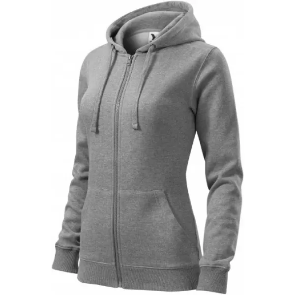  Dámska mikina MALFINI TRENDY ZIPPER 411 TMAVO ŠEDÝ MELÍR 