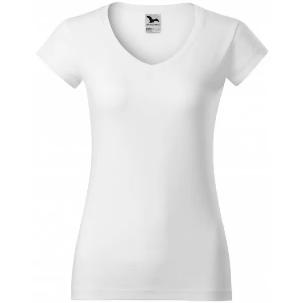  Dámske tričko MALFINI FIT V-NECK 162 BIELA 