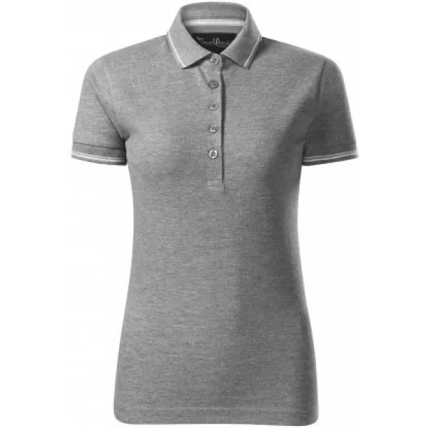  Dámske tričko s golierom MALFINI PREMIUM PERFECTION PLAIN 253 TMAVO ŠEDÝ MELÍR 