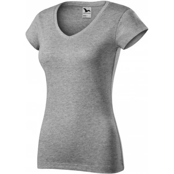  Dámske tričko MALFINI FIT V-NECK 162 TMAVO ŠEDÝ MELÍR 