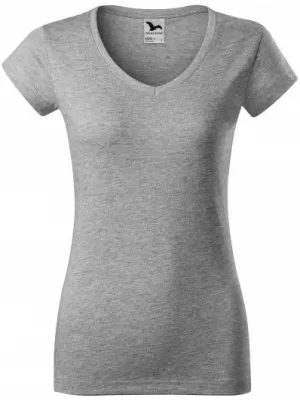 Dámske tričko MALFINI FIT V-NECK 162 TMAVO ŠEDÝ MELÍR