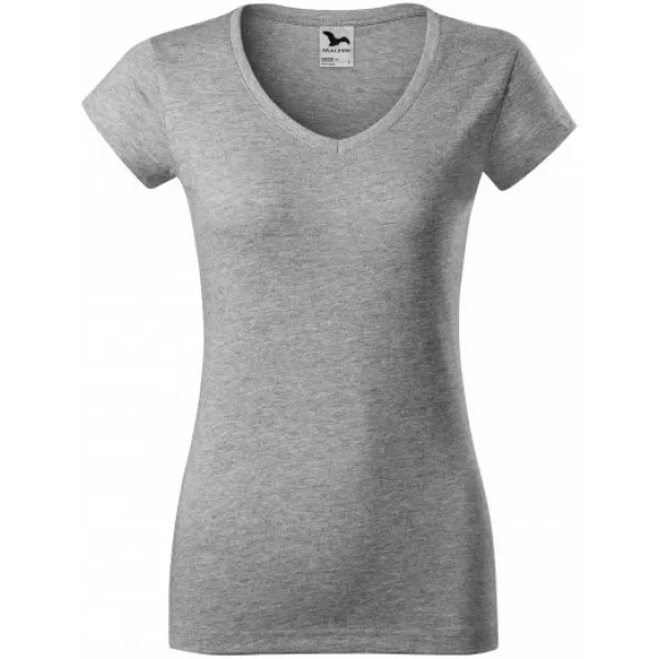 Dámske tričko MALFINI FIT V-NECK 162 TMAVO ŠEDÝ MELÍR 