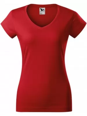 Dámske tričko MALFINI FIT V-NECK 162 ČERVENÁ