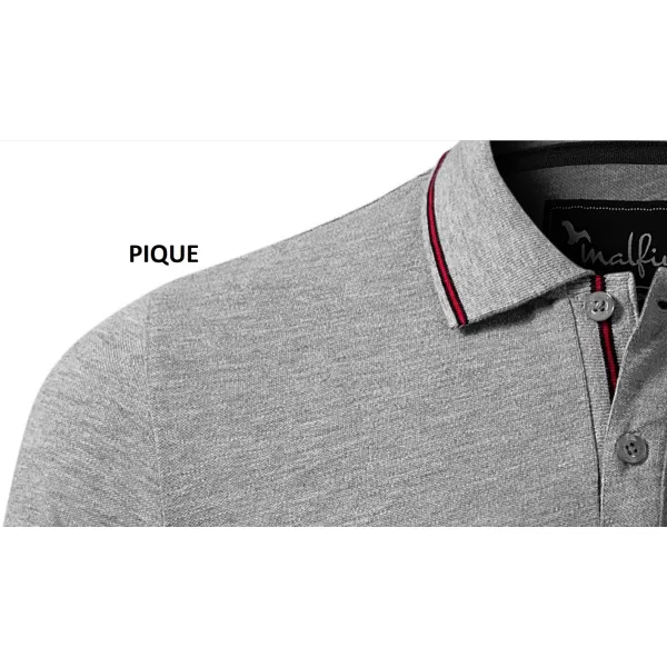  Pánske tričko s dlhým rukávom a golierom MALFINI PREMIUM CONTRAST STRIPE LS 258 TMAVO ŠEDÝ MELÍR 