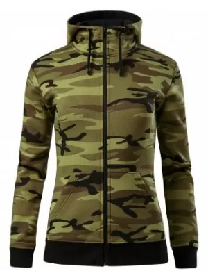 Dámska mikina MALFINI CAMO ZIPPER C20 CAMOUFLAGE GREEN