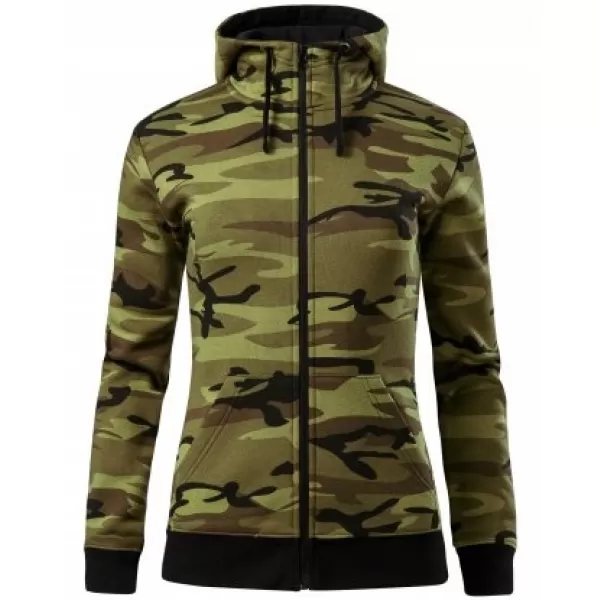  Dámska mikina MALFINI CAMO ZIPPER C20 CAMOUFLAGE GREEN 