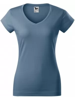 Dámske tričko MALFINI FIT V-NECK 162 DENIM