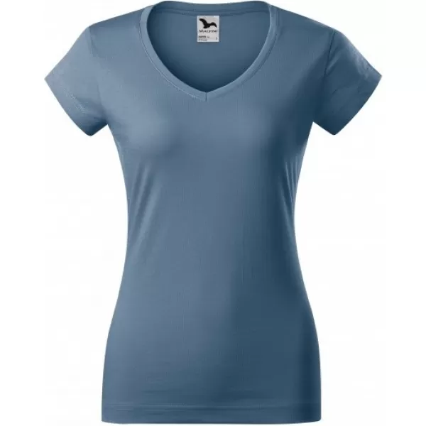  Dámske tričko MALFINI FIT V-NECK 162 DENIM 