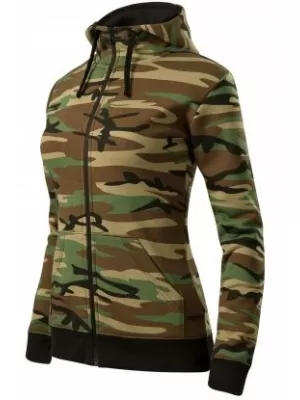 Dámska mikina MALFINI CAMO ZIPPER C20 CAMOUFLAGE BROWN