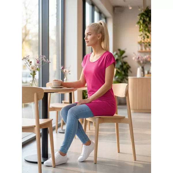  Dámske predĺžené tričko MALFINI LOVE 123 PURPUROVÁ 