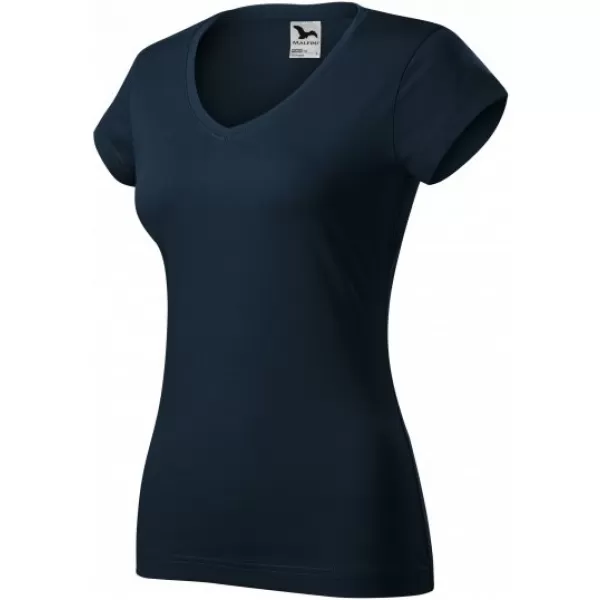  Dámske tričko MALFINI FIT V-NECK 162 NÁMORNÁ MODRÁ 