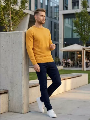Pánsky sveter ALTISPORT KAMIQ MPLS096 ŽLTÁ