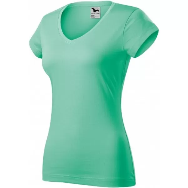  Dámske tričko MALFINI FIT V-NECK 162 MÄTOVÁ 