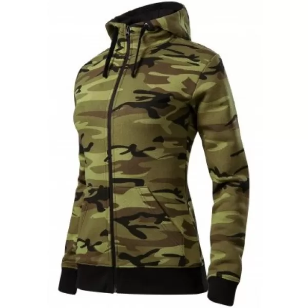  Dámska mikina MALFINI CAMO ZIPPER C20 CAMOUFLAGE GREEN 