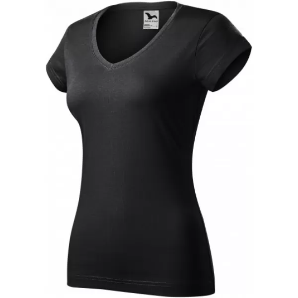  Dámske tričko MALFINI FIT V-NECK 162 EBONY GRAY 