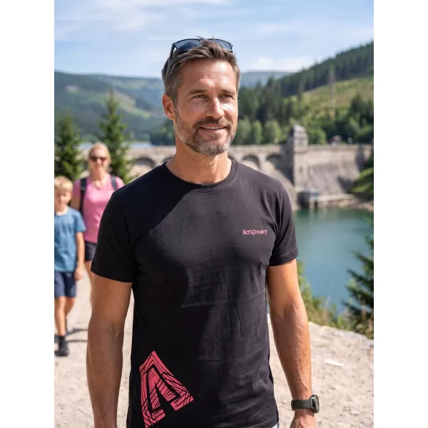  Pánske tričko ALTISPORT ALM013129 ČIERNOČERVENÁ 