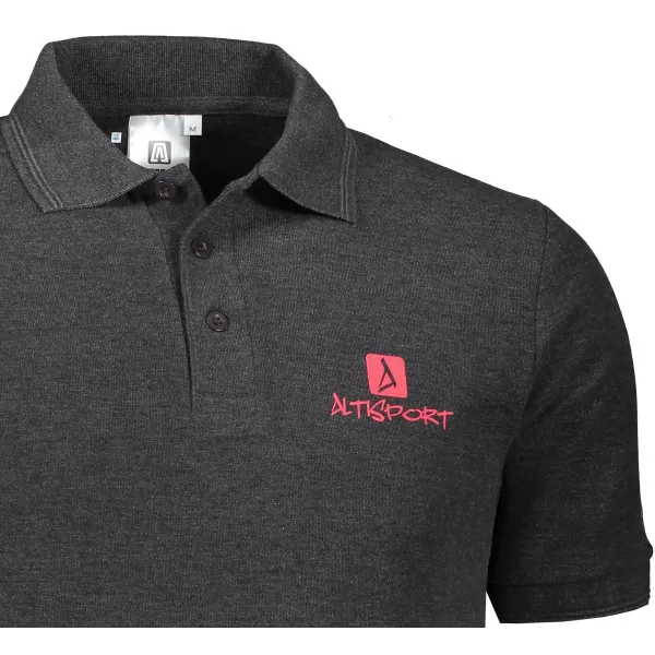  Pánske tričko s golierikom ALTISPORT ALM008203 ANTRACITOVÝ MELÍR 