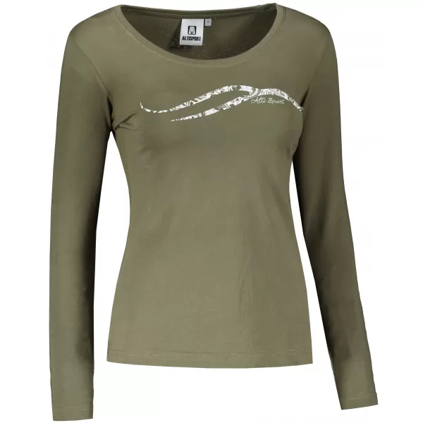  Dámské triko s dlouhým rukávem ALTISPORT CARRYOVER ALW001169 KHAKI 