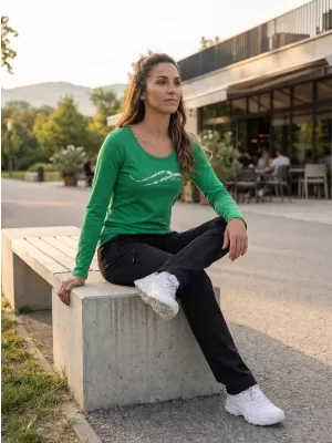Dámské triko s dlouhým rukávem ALTISPORT CARRYOVER ALW001169 STŘEDNĚ ZELENÁ