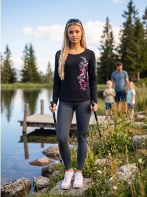 Dámske tričko s dlhým rukávom ALTISPORT CARRYOVER ALW029169 NÁMORNÍCKA MODRÁ/RUŽOVÁ