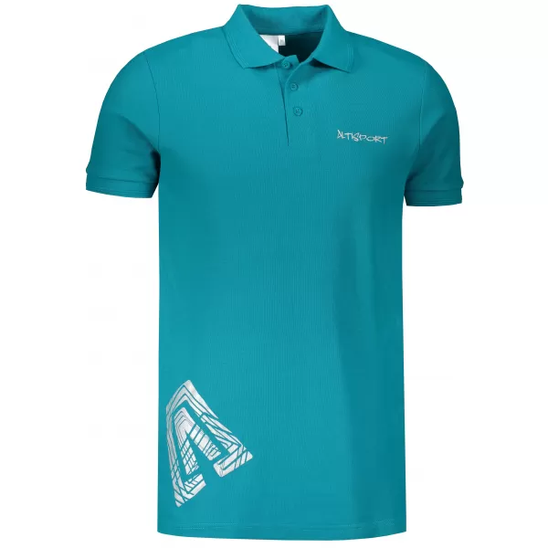  Pánske tričko s golierom ALTISPORT ALM013203 TMAVO TYRKYSOVÁ 