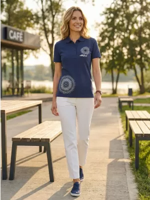 Dámske tričko s golierikom ALTISPORT ALW024210 POLNOČNÁ MODRÁ