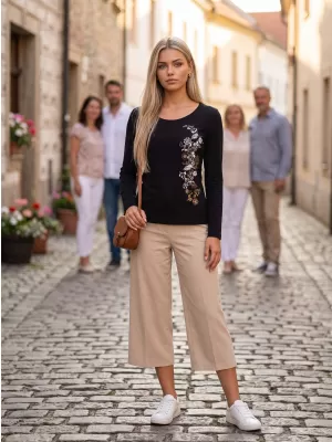 Dámske tričko s dlhým rukávom ALTISPORT CARRYOVER ALW029169 ČIERNA A ZLATÁ