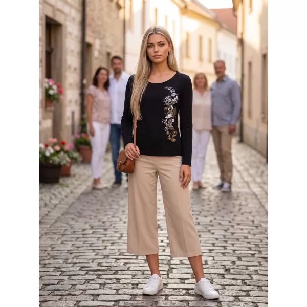  Dámske tričko s dlhým rukávom ALTISPORT CARRYOVER ALW029169 ČIERNA A ZLATÁ 