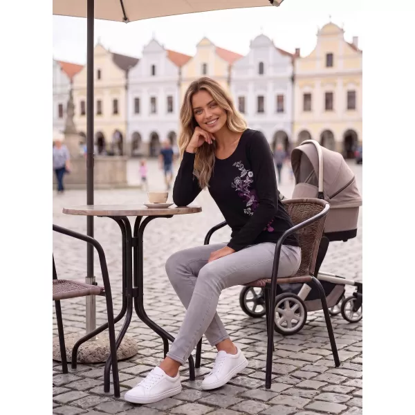 Dámske tričko s dlhým rukávom ALTISPORT CARRYOVER ALW029169 ČIERNA RUŽOVÁ 