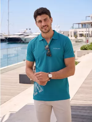 Pánske tričko s golierom ALTISPORT ALM013203 TMAVO TYRKYSOVÁ