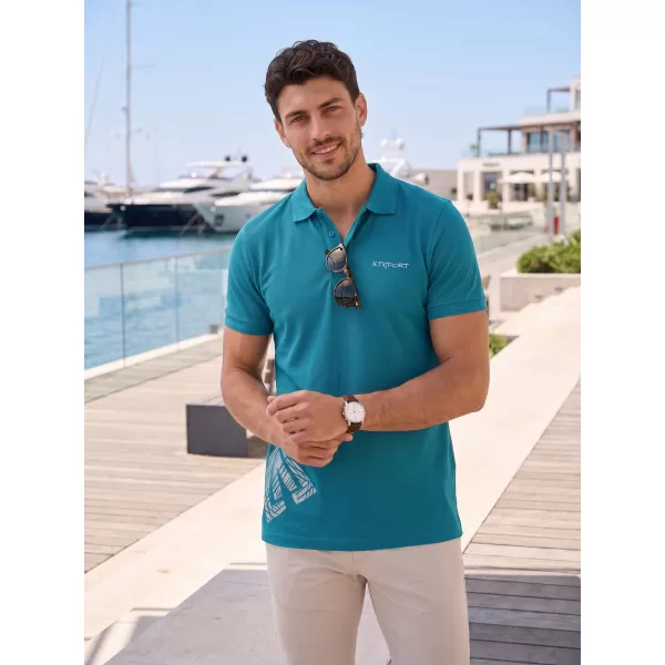  Pánske tričko s golierom ALTISPORT ALM013203 TMAVO TYRKYSOVÁ 