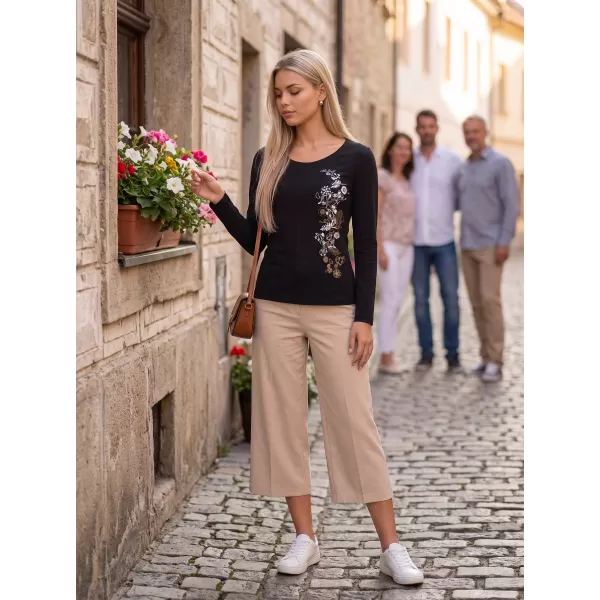 Dámske tričko s dlhým rukávom ALTISPORT CARRYOVER ALW029169 ČIERNA A ZLATÁ 