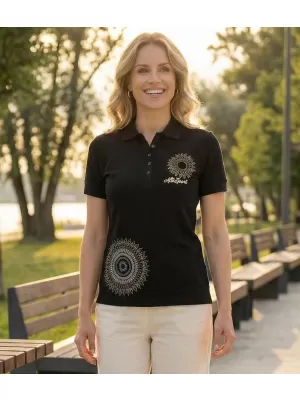 Dámske tričko s golierikom ALTISPORT ALW024210 ČIERNOZLATÁ