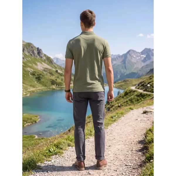  Pánske tričko s golierom ALTISPORT ALM013203 KAKI 