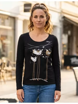 Dámske tričko s dlhým rukávom ALTISPORT CARRYOVER ALW043169 ČIERNA A ZLATÁ