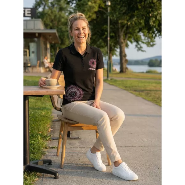  Dámske tričko s golierikom ALTISPORT ALW024210 ČIERNORUŽOVÁ 