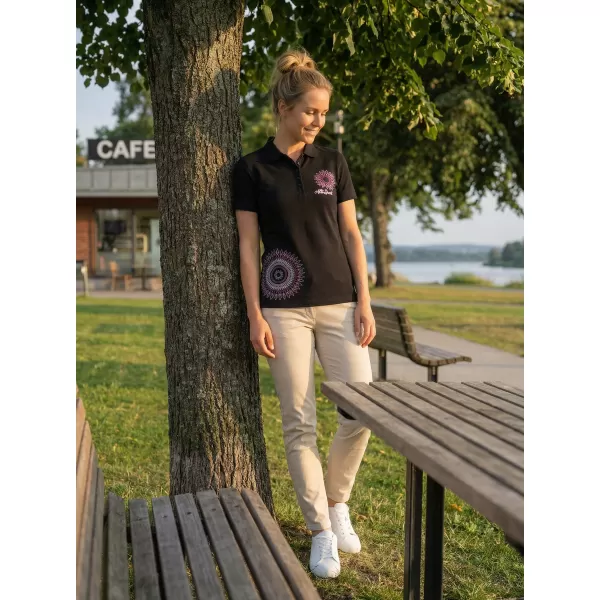  Dámske tričko s golierikom ALTISPORT ALW024210 ČIERNORUŽOVÁ 