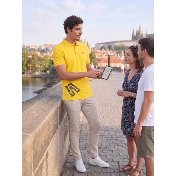  Pánske tričko s golierom ALTISPORT ALM013203 JANTÁROVÁ 