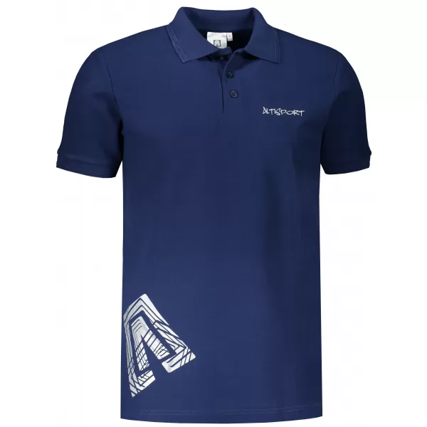  Pánske tričko s golierom ALTISPORT ALM013203 POLNOČNÁ MODRÁ 
